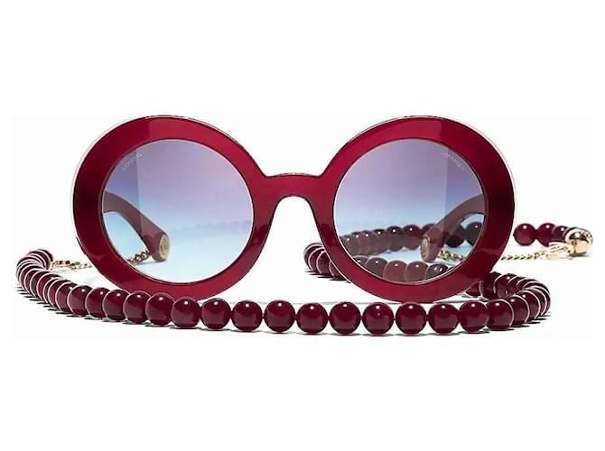 Gafas de sol redondas Chanel rojo burdeos-frambuesa 5489 3N Roja - vista 2