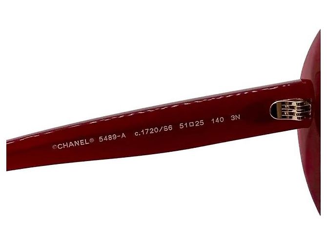 Gafas de sol redondas Chanel rojo burdeos-frambuesa 5489 3N Roja - vista 8