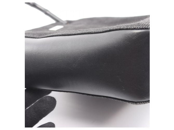 Borsa a mano Gucci Bamboo nera in pelle e tela Nero - vista 6