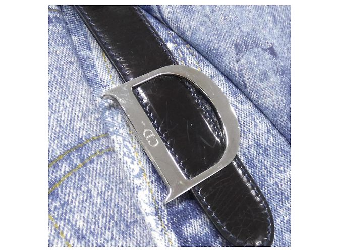 Borsa a mano in denim blu e pelle Christian Dior - vista 4
