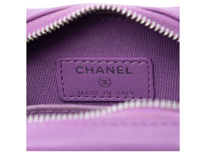 Chanel Lila CC gesteppte Lammleder Handyhülle mit Reißverschluss - Ansicht 5