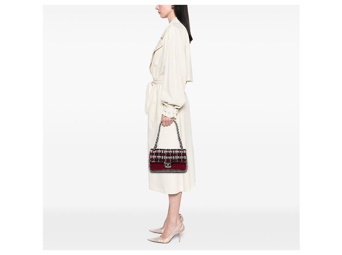 Chanel Rosso Medio CC Tweed Multi Stampa Doppio Flap - vista 7