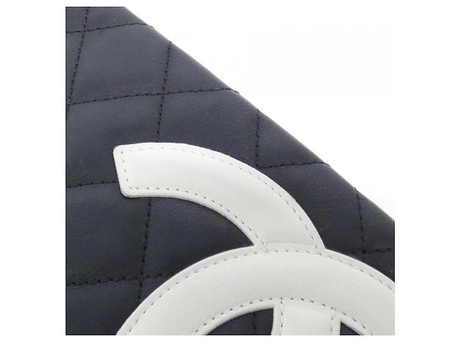 Pochette borsa a mano Chanel Cambon Line Modello 26730 Nero Bianco - vista 7