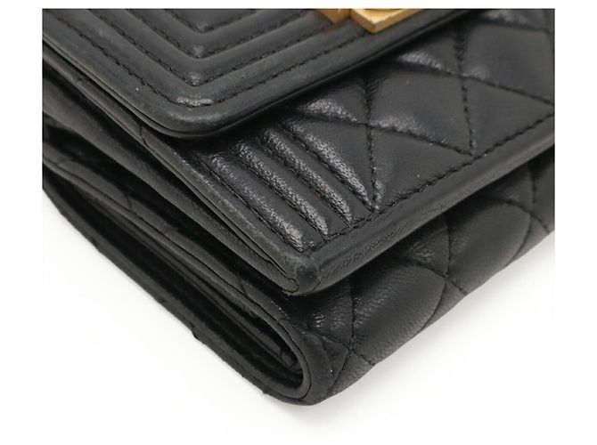 Chanel Boy Chanel Matelasse Coco Mark Small Flap Wallet Black - view 4