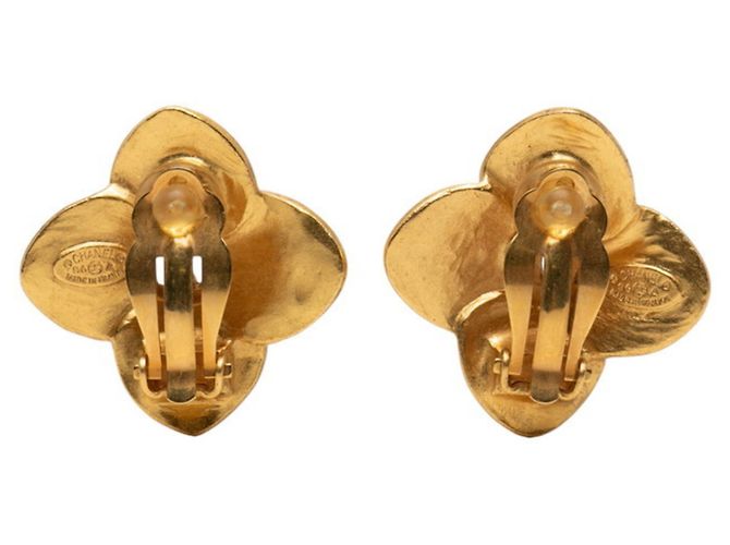 Vintage Ohrringe mit Blumenmotiv Chanel Coco Mark Golden - Ansicht 2