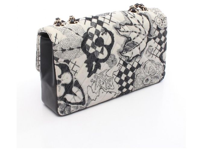 Borsa a Spalla Chanel Chevron V-Stitch Nero Bianco - vista 2
