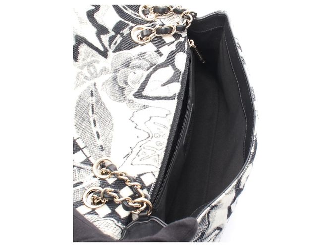 Borsa a Spalla Chanel Chevron V-Stitch Nero Bianco - vista 3