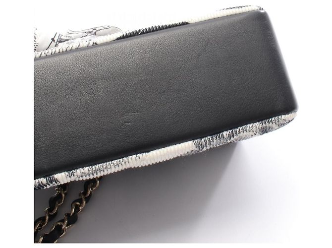 Borsa a Spalla Chanel Chevron V-Stitch Nero Bianco - vista 6