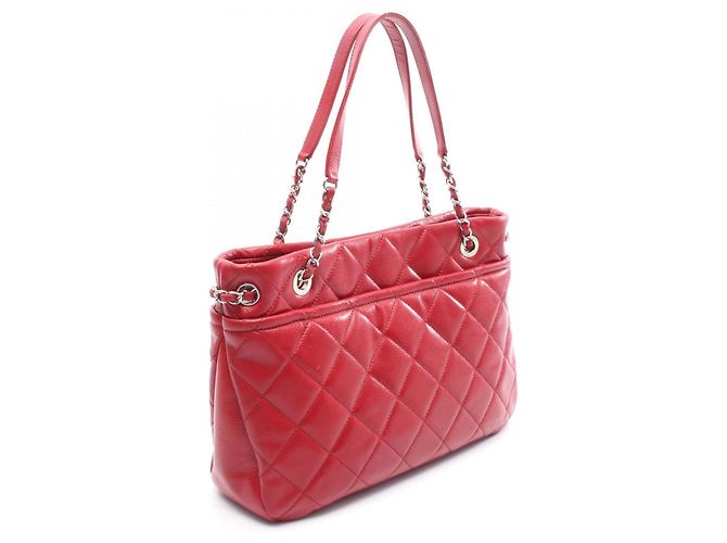 Chanel Matelassé Coco Mark Tote Bag aus rotem Leder - Ansicht 2