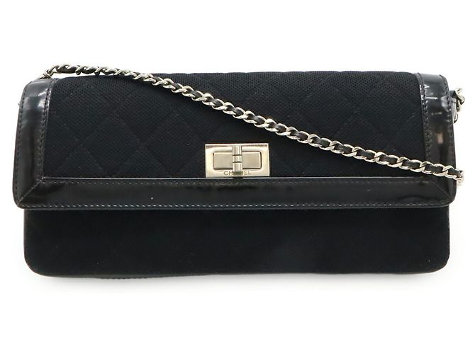 CHANEL 2.55 Borsa a Spalla Matelassé con Catena Nero - vista 2