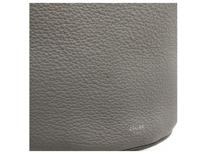 Céline Borsa Bucket Piccola Celine Big Bag in Pelle Grigia Marrone - vista 5
