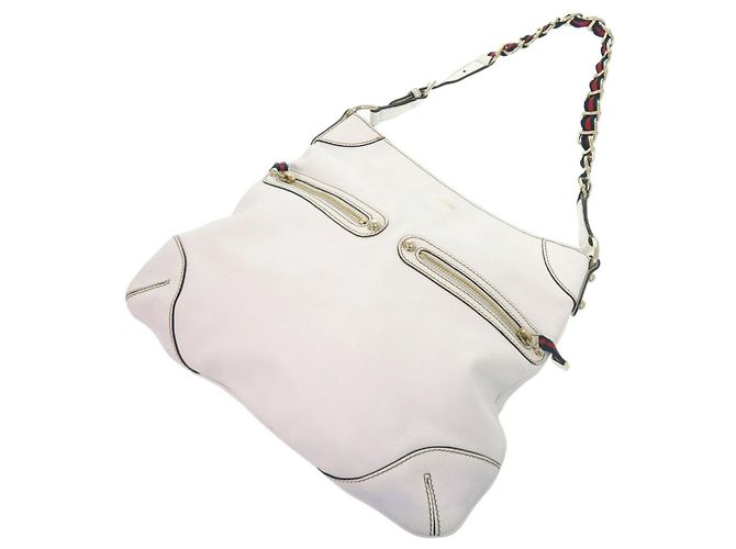 Borsa a Spalla Gucci Sherry Line Chain Bianco - vista 5