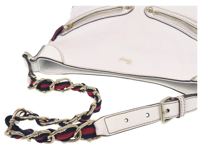 Borsa a Spalla Gucci Sherry Line Chain Bianco - vista 6