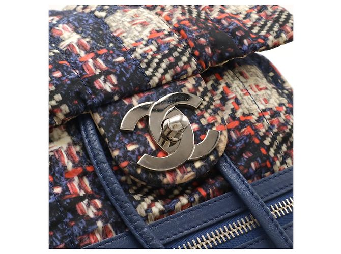 Chanel Tweed-Druck Rucksack Pink Blau - Ansicht 5