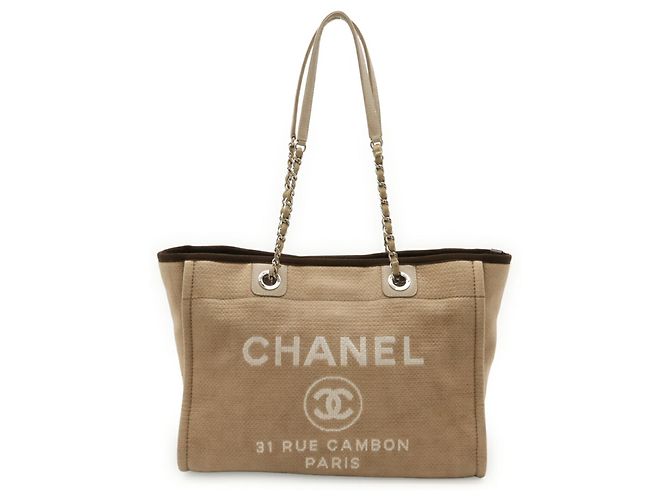Chanel Deauville Medium Tote MM Tasche Braun Beige - Ansicht 2