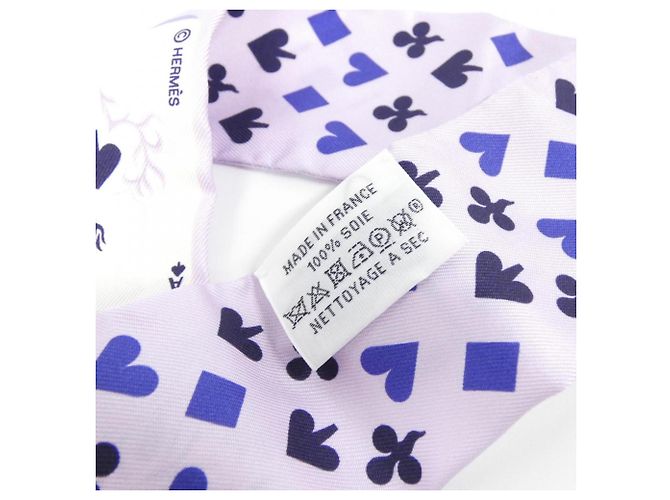 Hermès Bufanda Twilly JEU DE CARTES Hermes 063169S Blanco Azul - vista 3