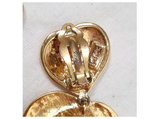 Yves Saint Laurent YSL orecchini pendenti con cuori 90s Rosa Rosso D'oro - vista 9