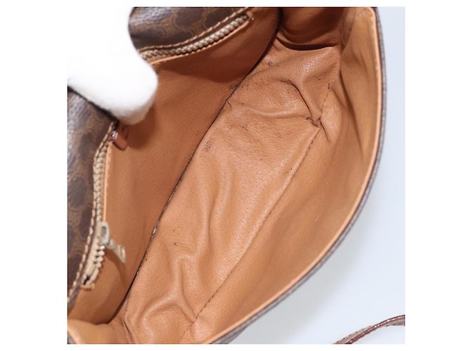 Céline Celine Vintage Macadam Schultertasche aus Canvas und Leder Braun - Ansicht 5