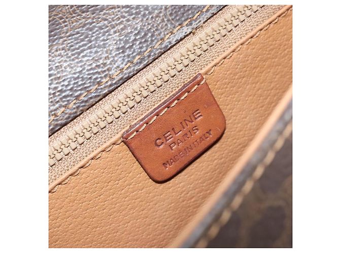 Céline Celine Vintage Macadam Schultertasche aus Canvas und Leder Braun - Ansicht 6