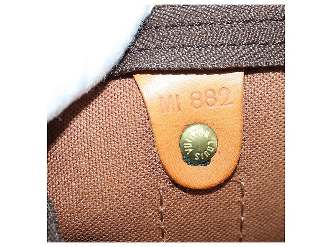Borsa Keepall Louis Vuitton in tela Monogram 60 Marrone - vista 7