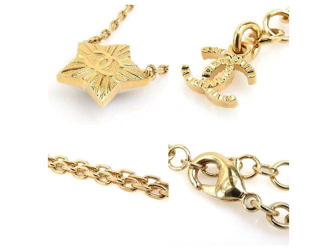 Collana in metallo dorato e bianco Chanel D'oro - vista 4