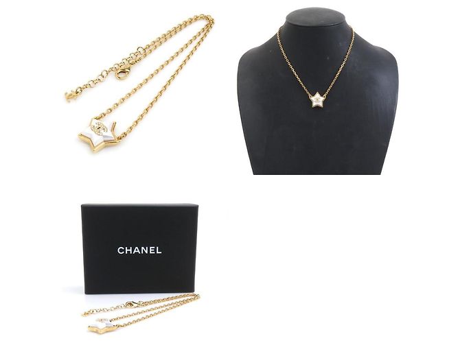 Collana in metallo dorato e bianco Chanel D'oro - vista 5