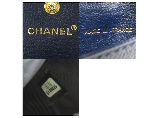 Chanel Navy Leder Dreifach-Brieftasche Marineblau - Ansicht 5