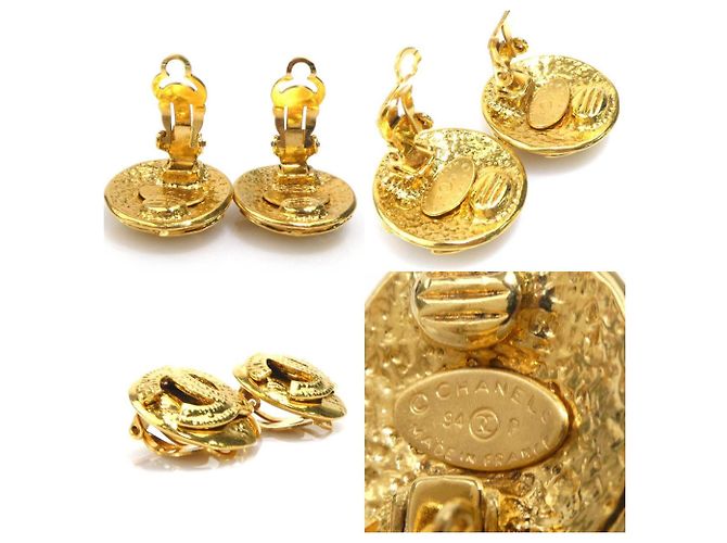 Orecchini a clip in metallo dorato Chanel Coco Mark D'oro - vista 5