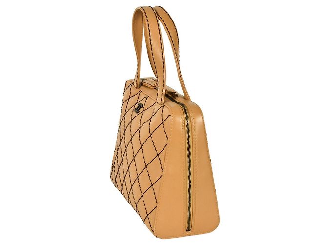 Chanel Wild Stitch Leder Tote Bag Beige - Ansicht 3