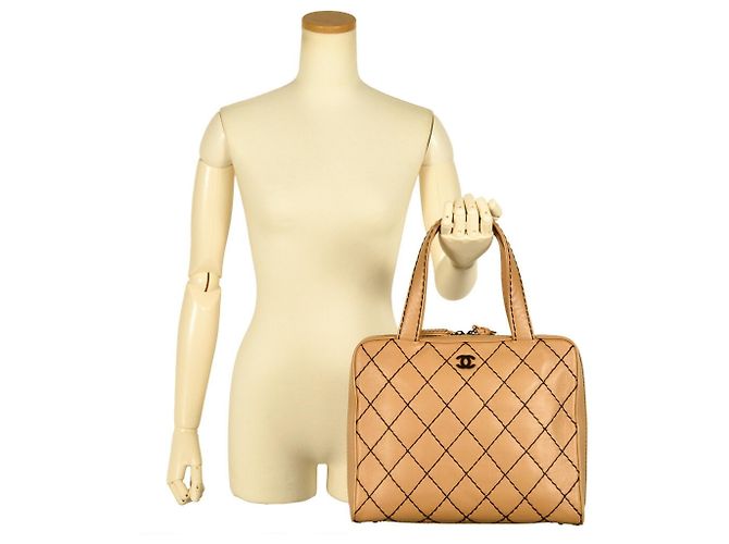Chanel Wild Stitch Leder Tote Bag Beige - Ansicht 9