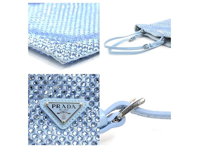 Borsa in satin blu chiaro Prada - vista 4