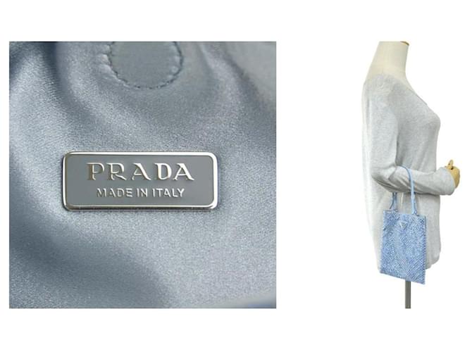 Borsa in satin blu chiaro Prada - vista 5