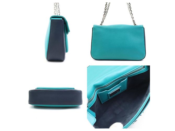 Bolso de Hombro Fendi en Cuero Verde y Azul Marino - vista 2