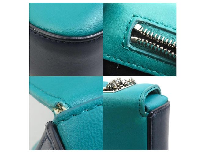 Bolso de Hombro Fendi en Cuero Verde y Azul Marino - vista 3