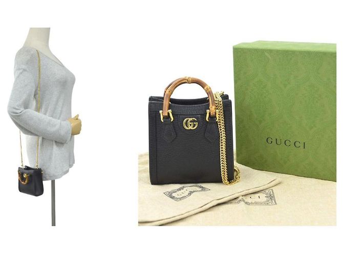 Borsa a Spalla in Pelle Gucci Diana Nero - vista 5