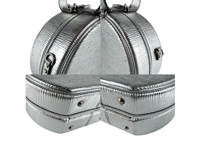 Borsa Petite Boite Chapeau in pelle Epi Louis Vuitton Argento - vista 3