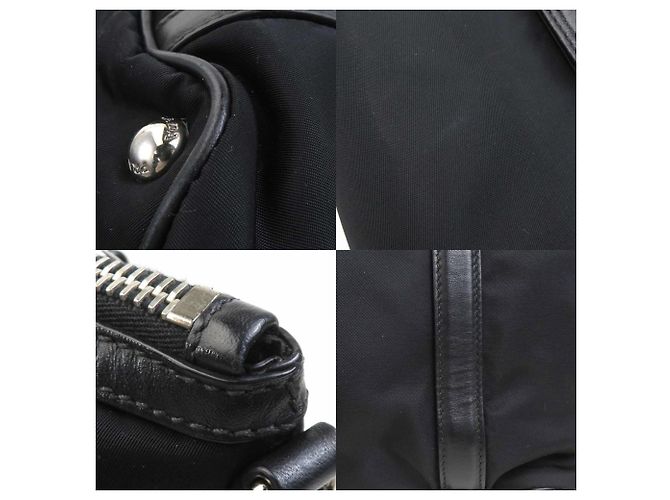 Bolsa de mão em nylon e couro preto Prada - vista 3