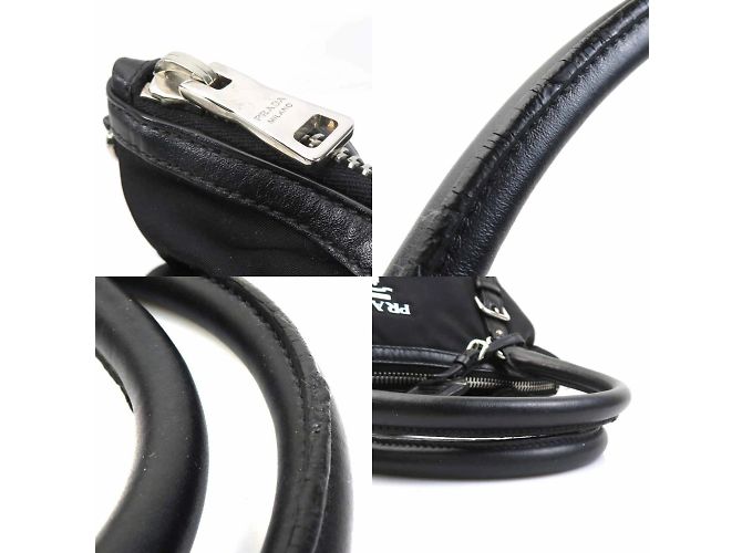 Bolsa de mão em nylon e couro preto Prada - vista 4