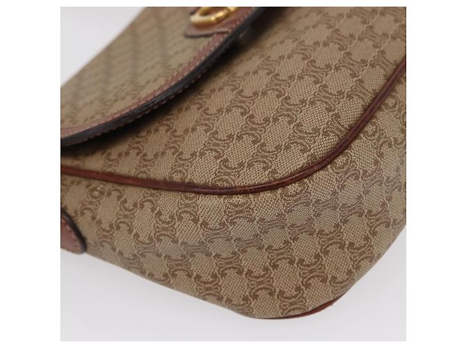 Céline Borsa a Spalla in Tela Macadam CELINE PVC Beige Oro Auth 163376 D'oro - vista 11