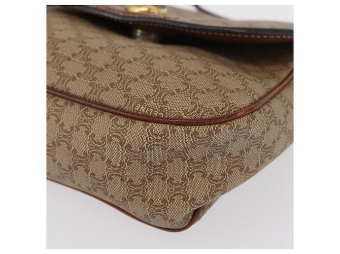 Céline Borsa a Spalla in Tela Macadam CELINE PVC Beige Oro Auth 163376 D'oro - vista 12