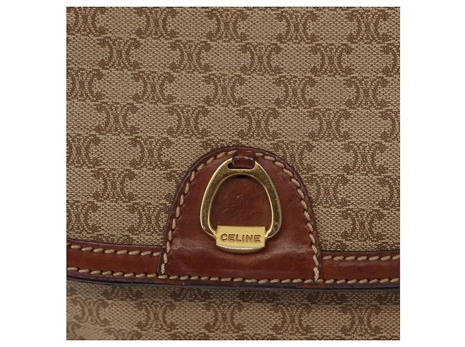 Céline Borsa a Spalla in Tela Macadam CELINE PVC Beige Oro Auth 163376 D'oro - vista 15