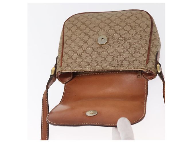 Céline Borsa a Spalla in Tela Macadam CELINE PVC Beige Oro Auth 163376 D'oro - vista 16