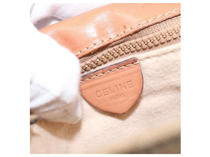 Céline Borsa a Spalla in Tela Macadam CELINE PVC Beige Oro Auth 163376 D'oro - vista 17