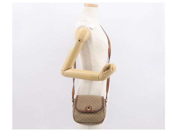 Céline Borsa a Spalla in Tela Macadam CELINE PVC Beige Oro Auth 163376 D'oro - vista 24