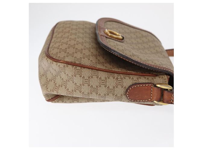 Céline Borsa a Spalla in Tela Macadam CELINE PVC Beige Oro Auth 163376 D'oro - vista 4