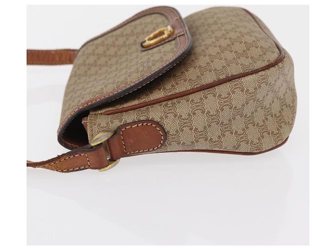 Céline Borsa a Spalla in Tela Macadam CELINE PVC Beige Oro Auth 163376 D'oro - vista 5