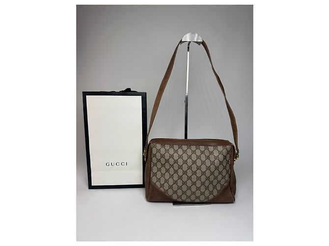 Bolso de cuero monograma Gucci vintage gris marrón - vista 12