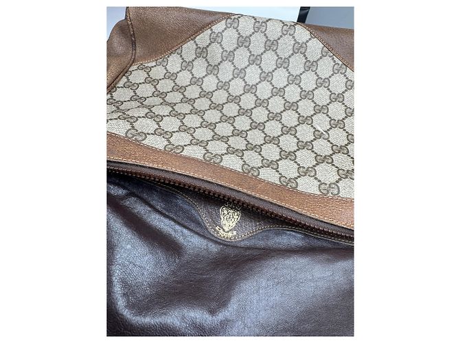 Bolso de cuero monograma Gucci vintage gris marrón - vista 4