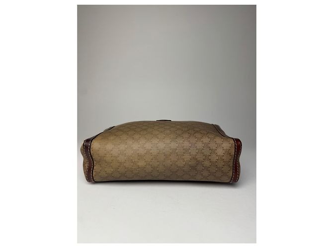 Triomphe Céline Clutch in Pelle Monogramma Celine Paris Vintage Beige Marrone - vista 11