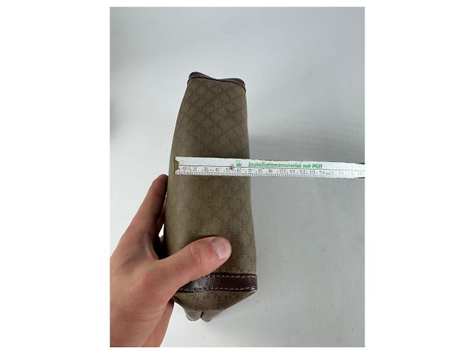 Triomphe Céline Clutch in Pelle Monogramma Celine Paris Vintage Beige Marrone - vista 14